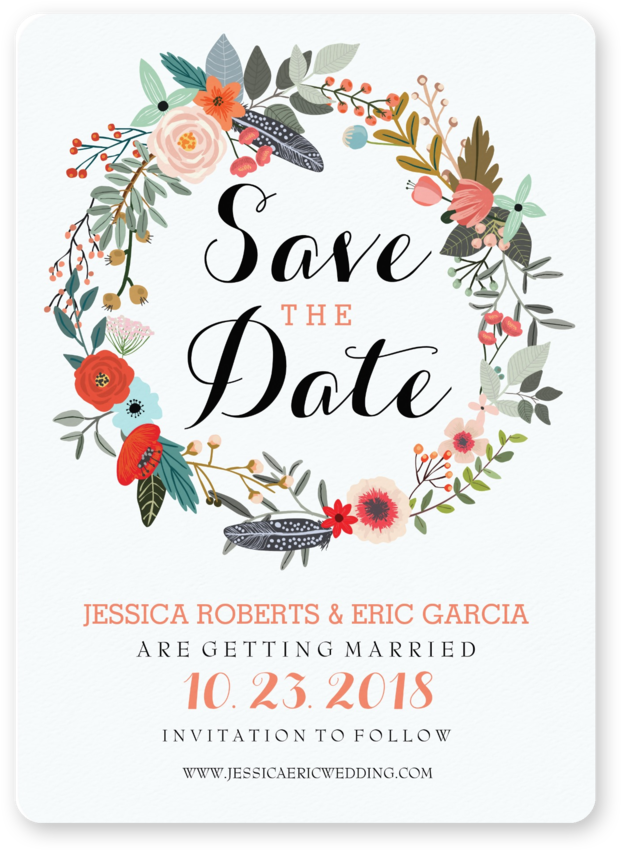 Botanical Wreath Invitation Clipart (1000x1000), Png Download