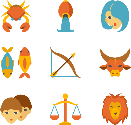 Linear Color Zodiac Signs - Zodiac Signs Png Clipart (600x564), Png Download