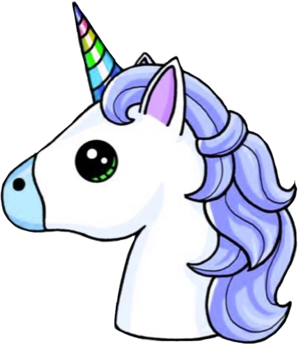 Unicorn Head Unicornhead Blue Rainbow Unicorns - Cabeza De Unicornio Kawaii Clipart (1024x1183), Png Download