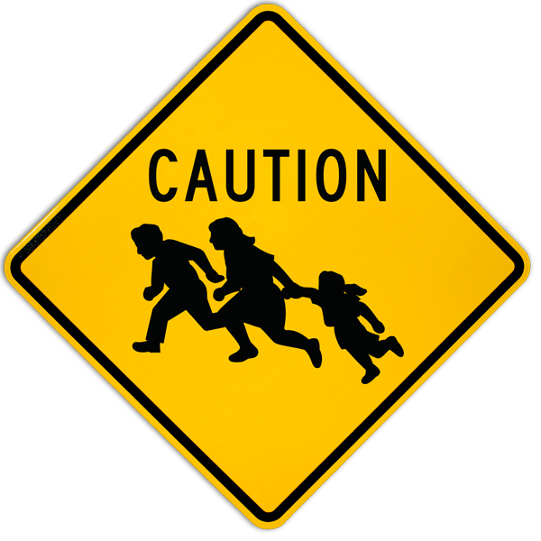 Caution Immigrant Crossing Sign - Road Closed Sign Clipart (600x600), Png Download