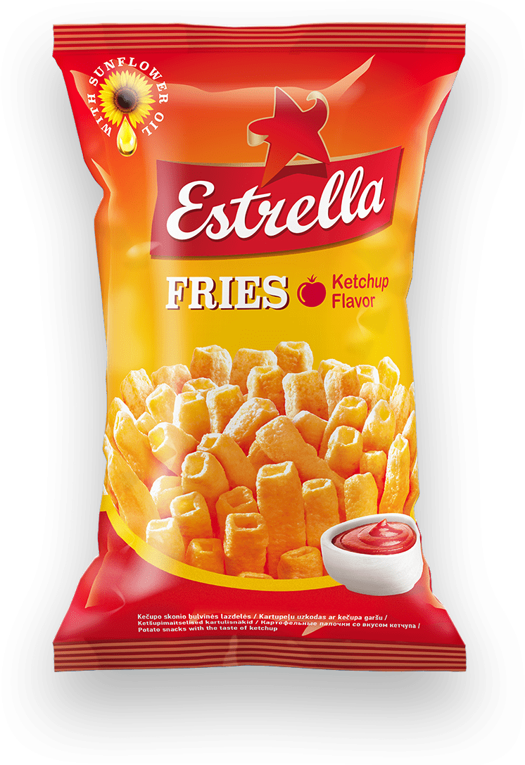 Estrella Ketchup Fries - Estrella Snack Clipart (764x1116), Png Download