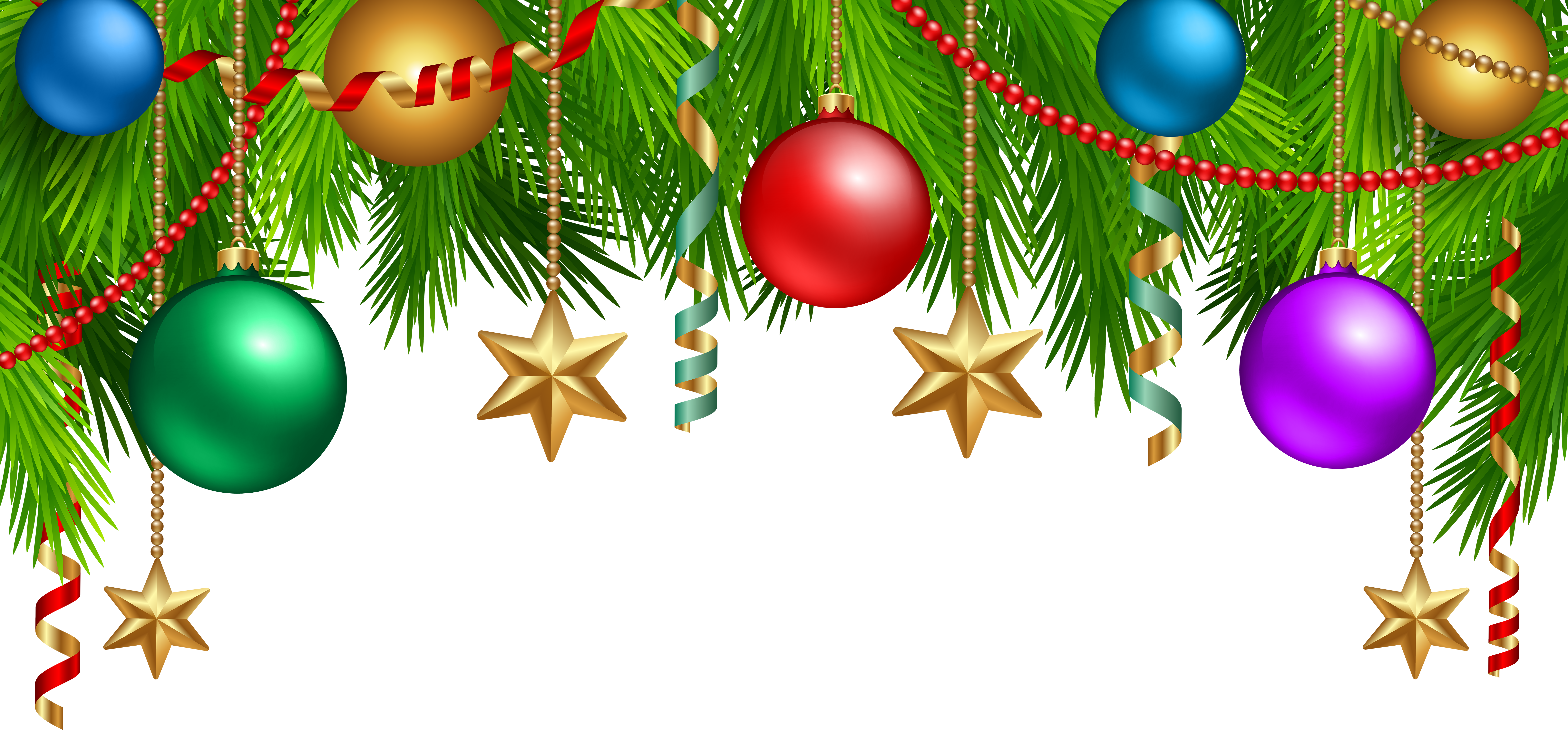 Christmas Ornaments Clip Art Png Transparent Png (8000x3802), Png Download