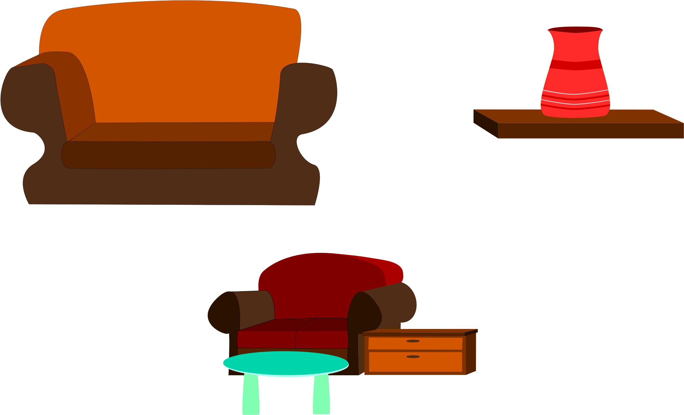 Clipart Sofas - Couch - Png Download (2400x1697), Png Download