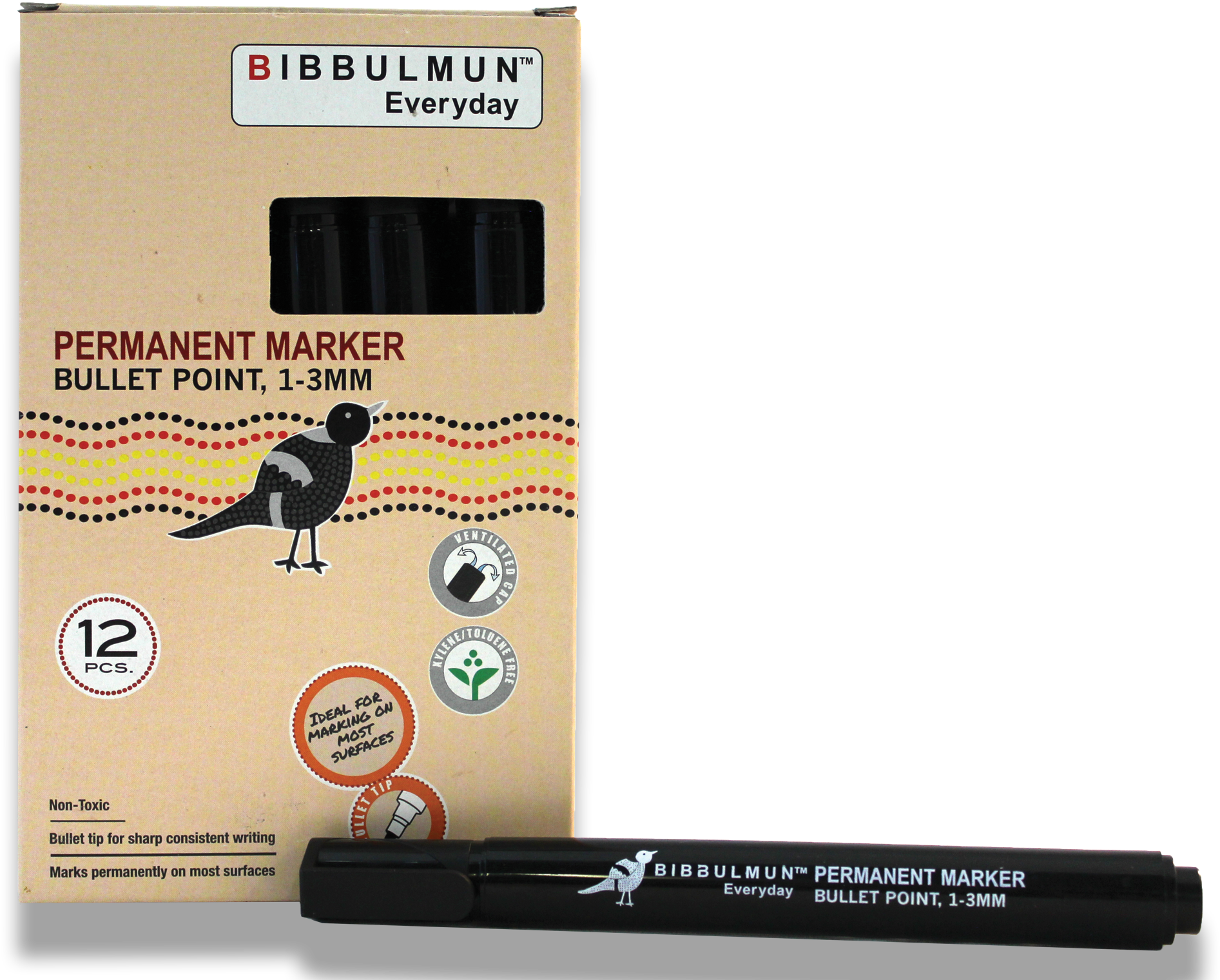 Permanent Marker Bullet Point 12-pack Black - Eye Liner Clipart (2000x1564), Png Download