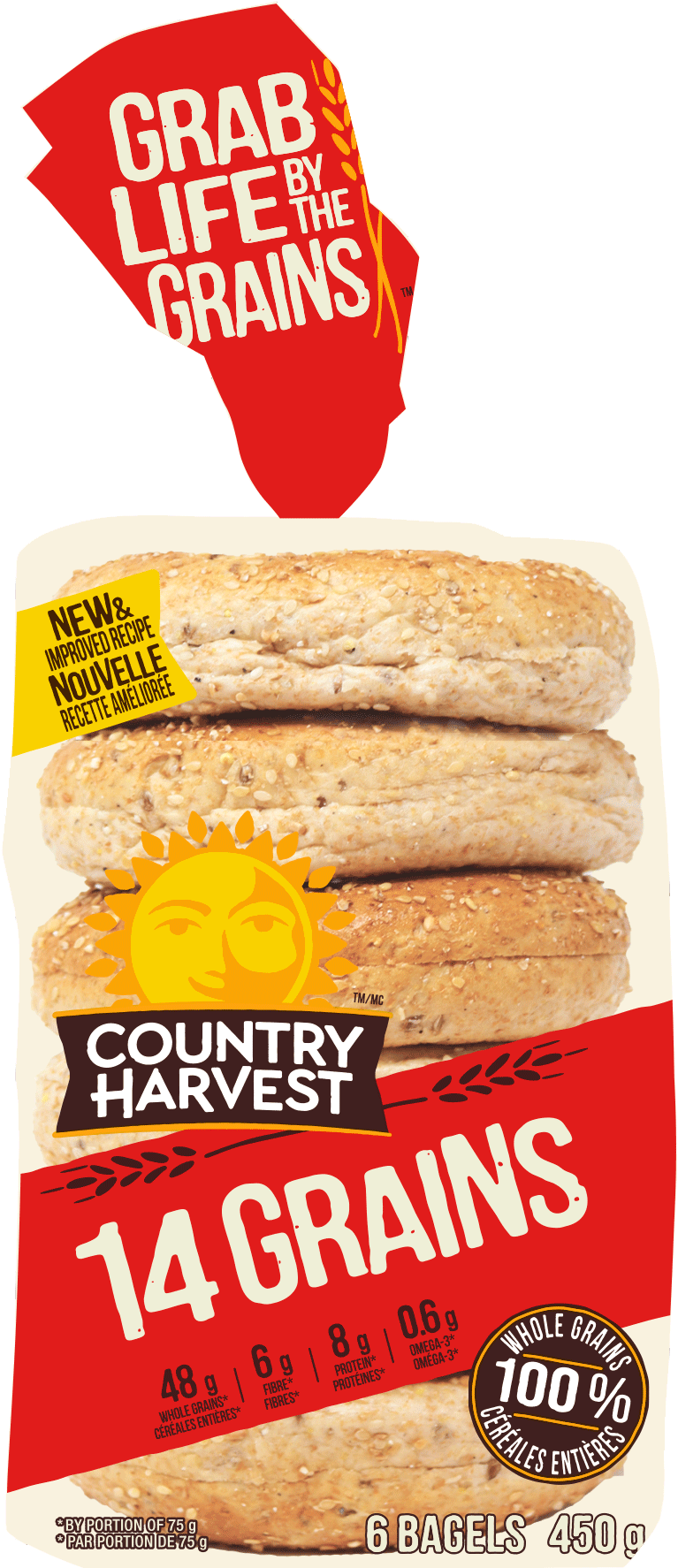 14 Grains Bagel Image - Bread Clipart (850x1848), Png Download