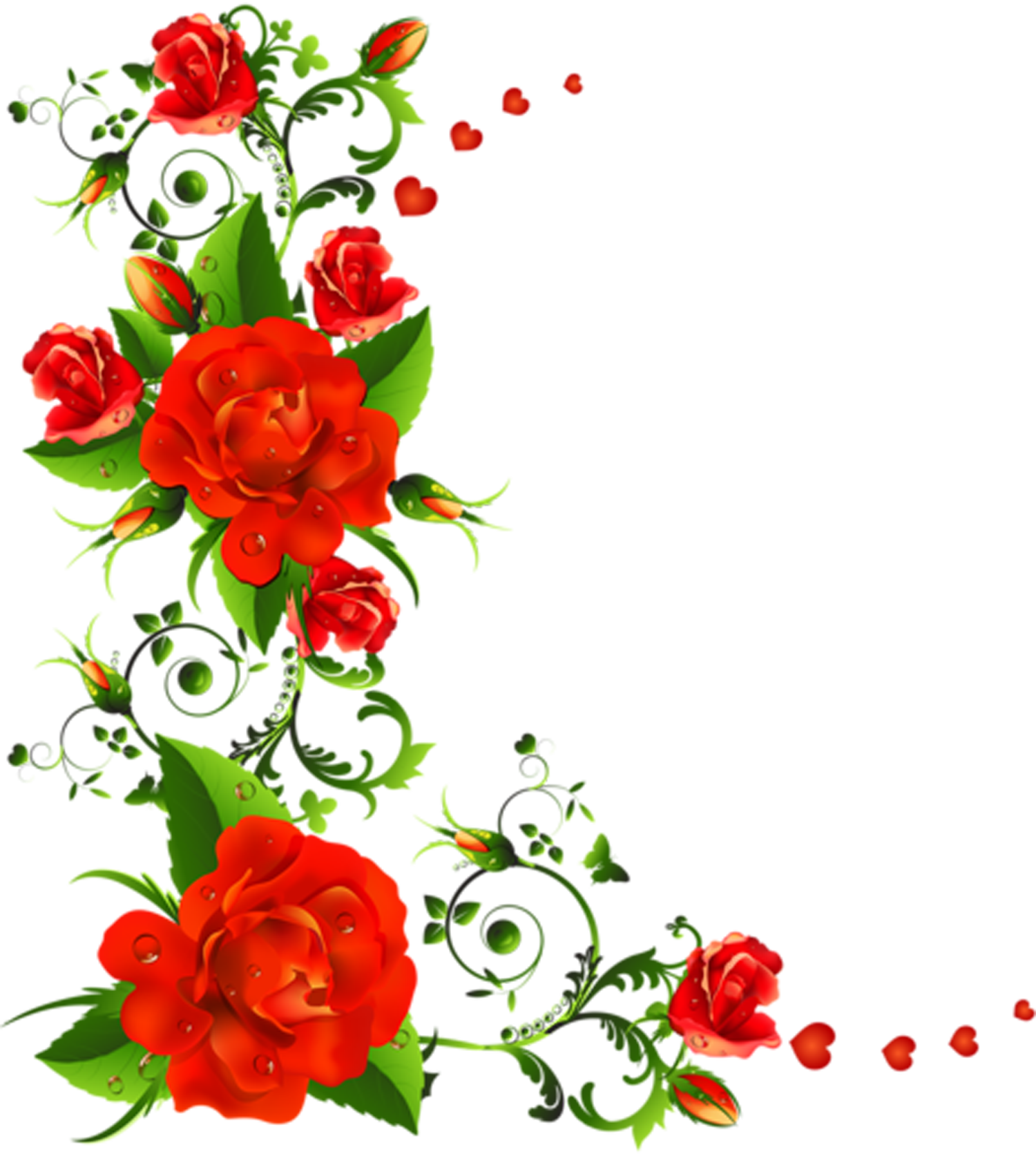 Rosas Rojas Png - Corner Flower Vector Png Clipart (1500x1670), Png Download