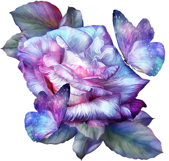 Click And Drag To Re-position The Image, If Desired - Rainbow Rose And Butterflies Clipart (600x600), Png Download