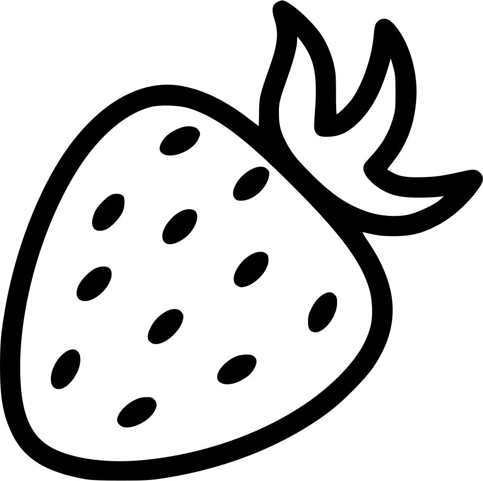 Image Transparent Strawberries Clipart Fruitsblack - Strawberry Clip Art Black And White - Png Download (980x976), Png Download