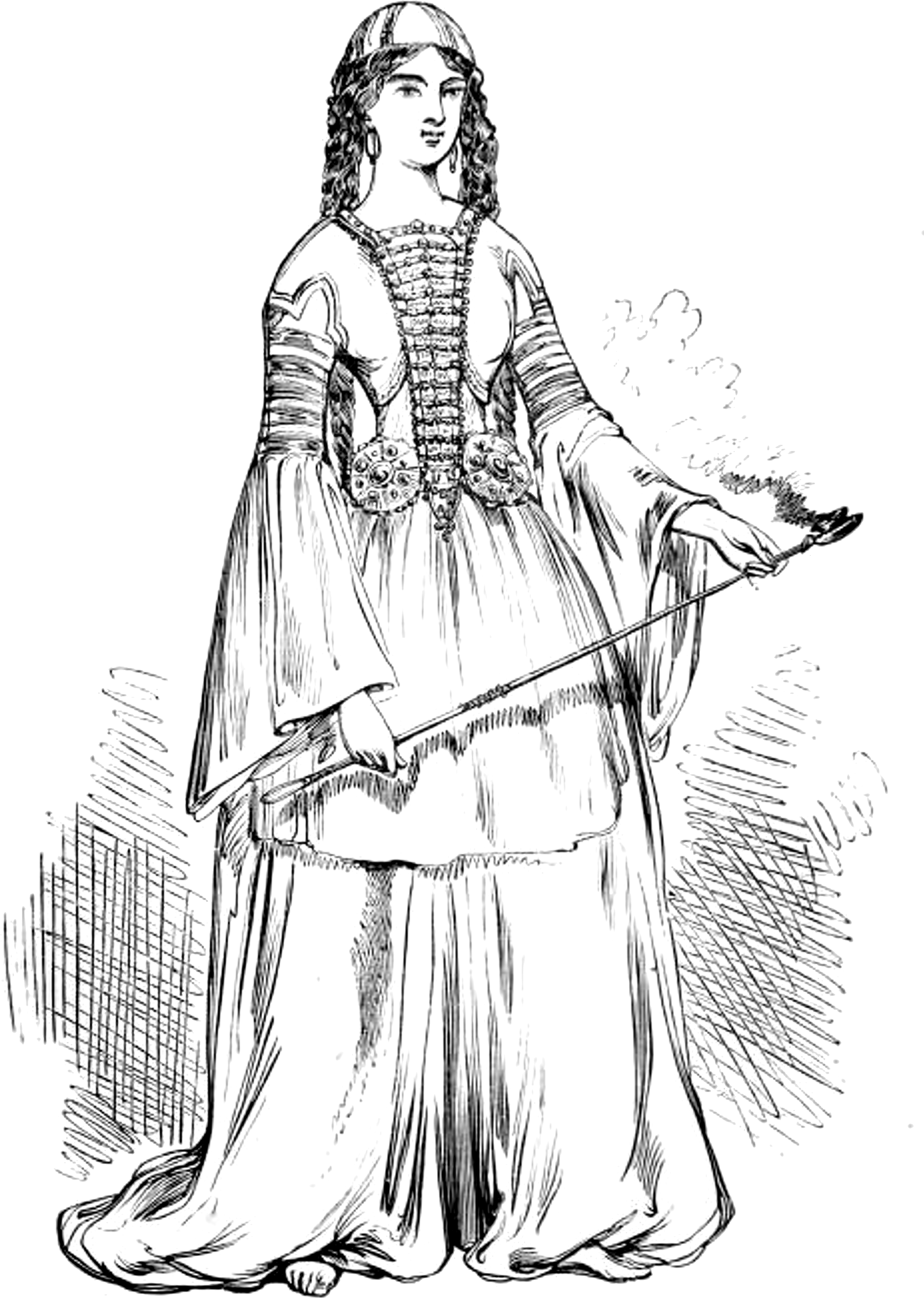 Vintage Girl Fashion Woman Dress 1459872 - Sketch Clipart (2172x3080), Png Download