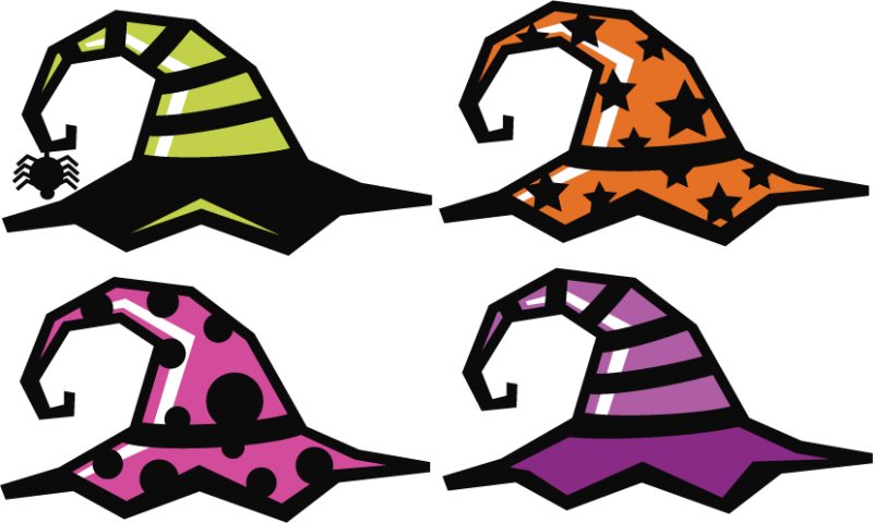 Witch Hat Set Svg Cut File Halloween Svg Cut Files - Free Witch Hat Svg Clipart (800x480), Png Download