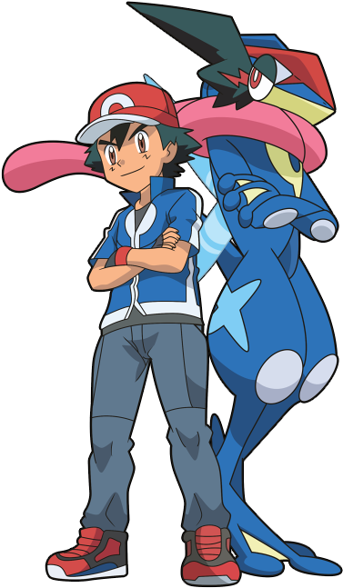 Ash Ketchum Png - Ash And Greninja Drawing Clipart (434x727), Png Download