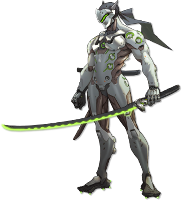 “genji Flings Precise And Deadly Shurikens At His Targets, - Genji Overwatch Clipart (721x793), Png Download
