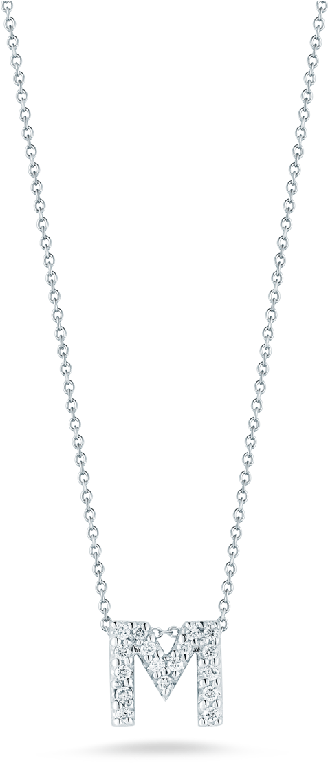 Love Letter M Pendant With Diamonds - Necklace Clipart (1600x1600), Png Download