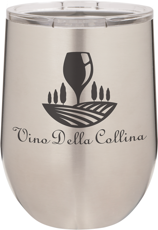 12 Oz Silver Custom Stainless Steel Stemless Wine Tumbler - Free Vector Silhouette Vineyard Clipart (1024x1024), Png Download