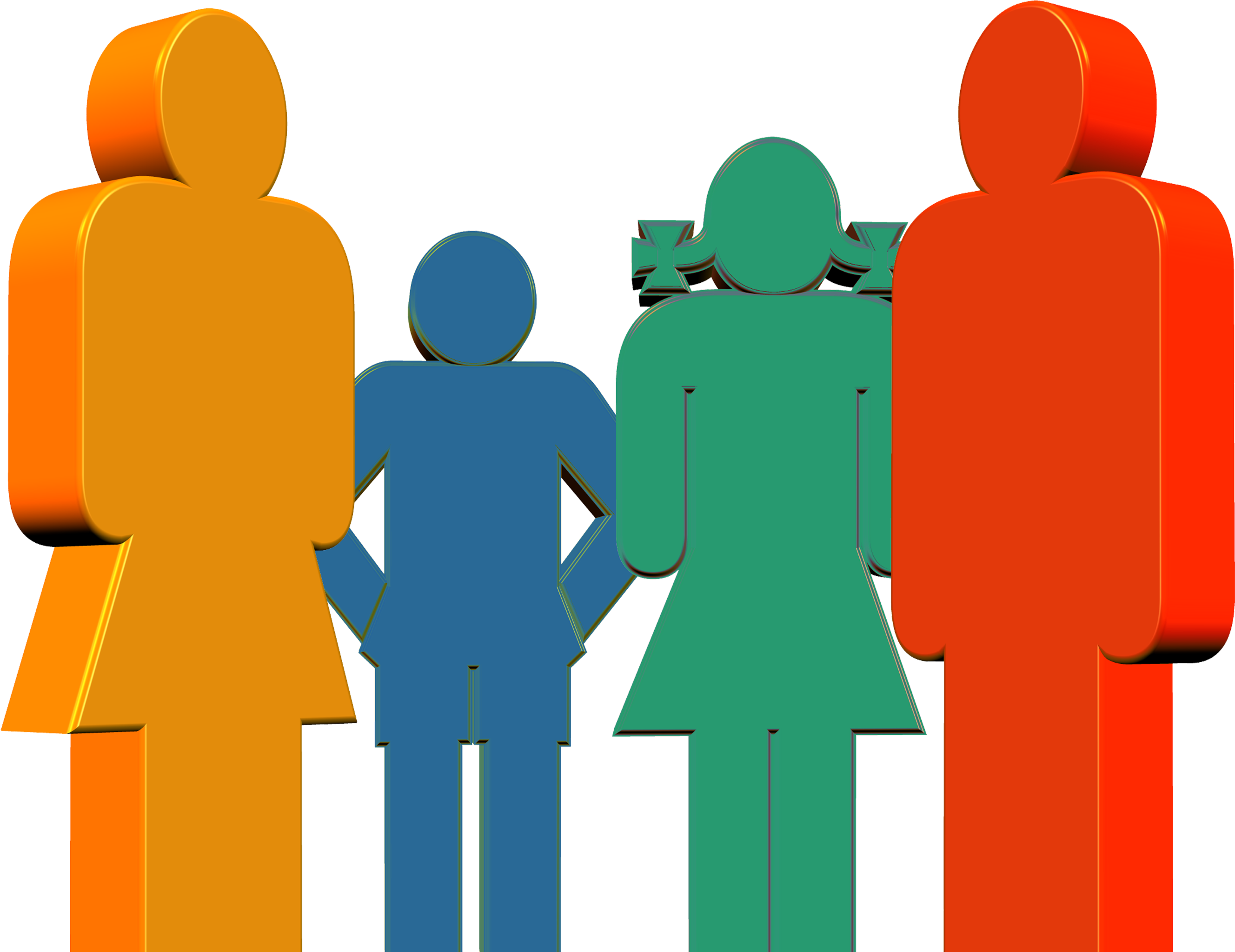 Colored Silhouettes Mother, Father And Children Demonstrating - Orientacion Familiar Clipart (3508x2480), Png Download