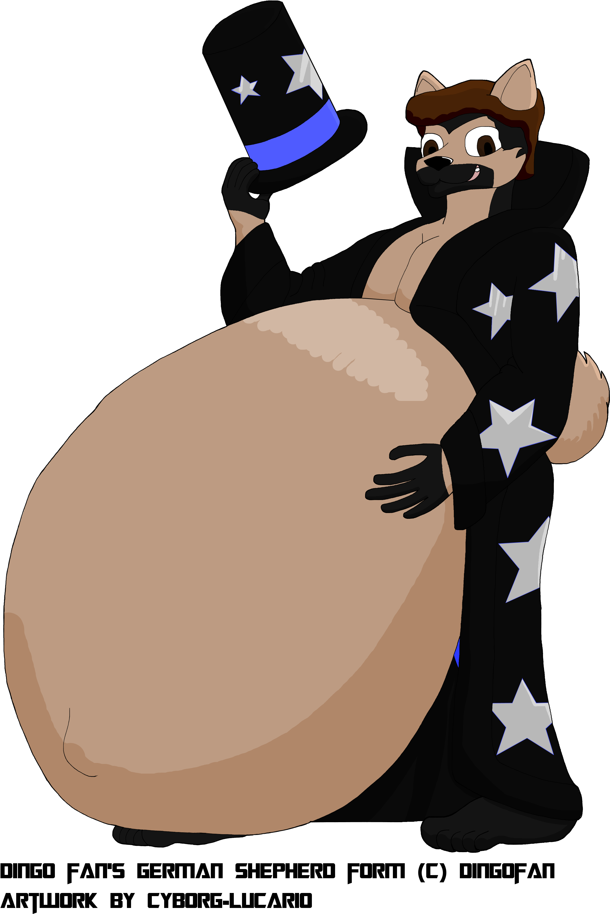 [com] A Heavily Pregnant German Shepherd Magician - Lucario Pregnant Clipart (2976x3968), Png Download