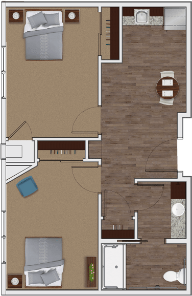 Assisted Living Two Bedroom At Stonecrest Of Town & - Floor Plan Clipart (625x700), Png Download