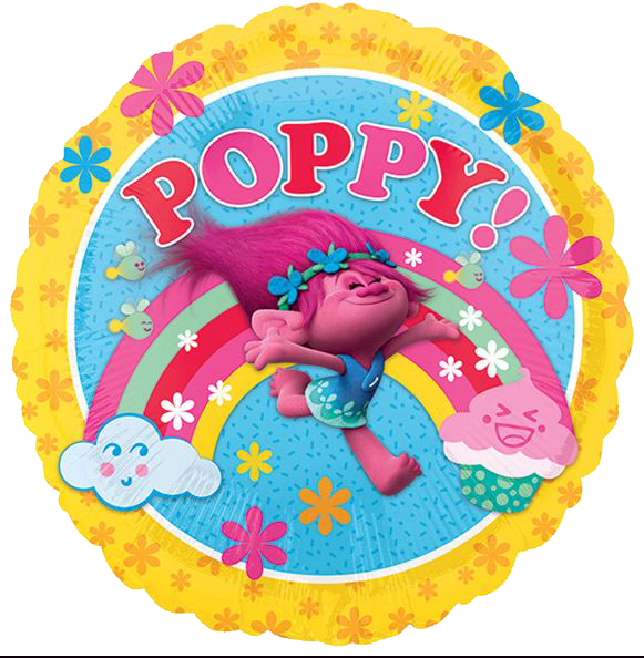 18 Trolls Poppy Balloons All American Balloons - Trolls Circulo Clipart (581x594), Png Download