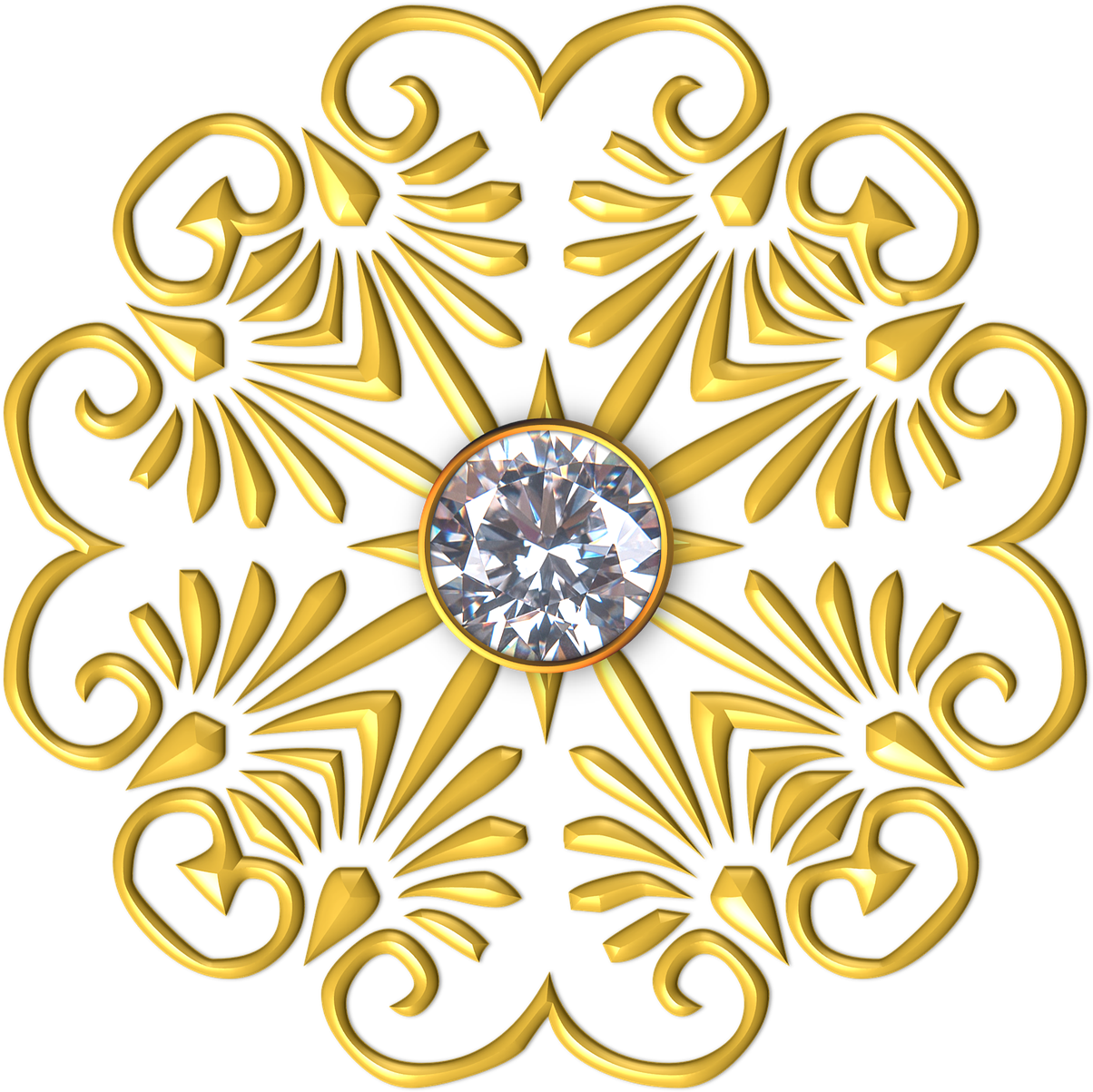 Gold Flower Petal - Motif Clipart (1274x1280), Png Download