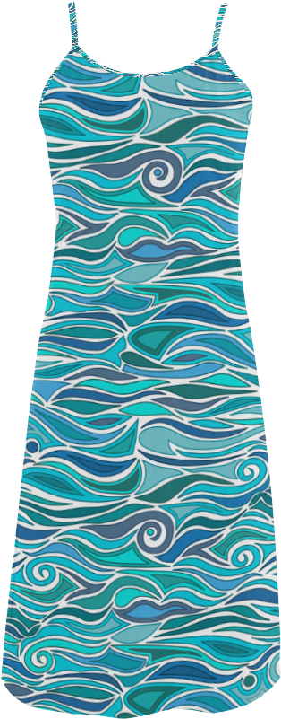 Ocean Waves Blue Abstract Doodle By Artformdesigns - Day Dress Clipart (1000x1000), Png Download