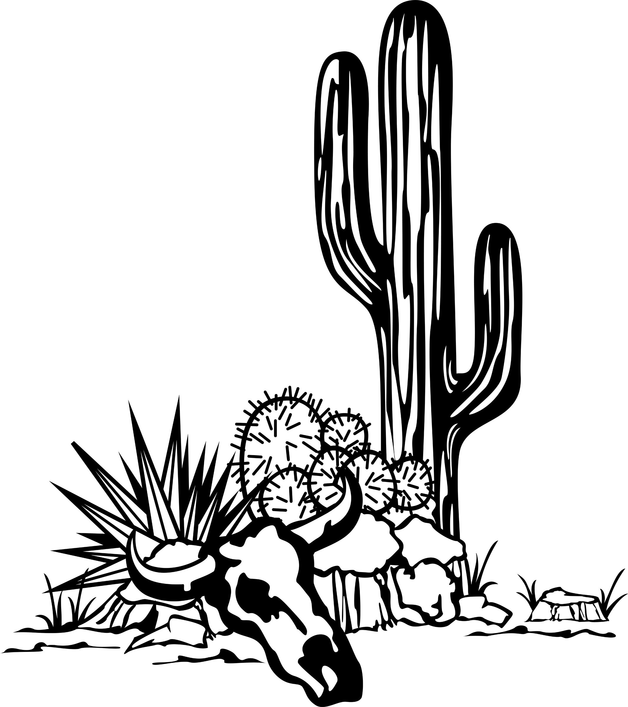 2134 X 2400 1 - Cow Skull With Cactus Clipart (2134x2400), Png Download