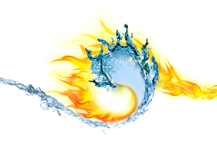 Water And Fire Blending Transparent, Download Original - Fire And Ice Png Clipart (700x494), Png Download