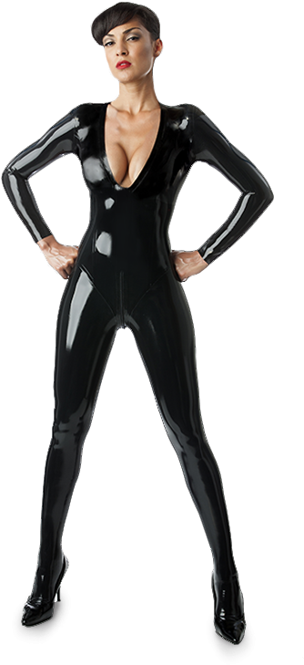 V-neck Catsuit - V Neck Latex Catsuit Clipart (576x744), Png Download