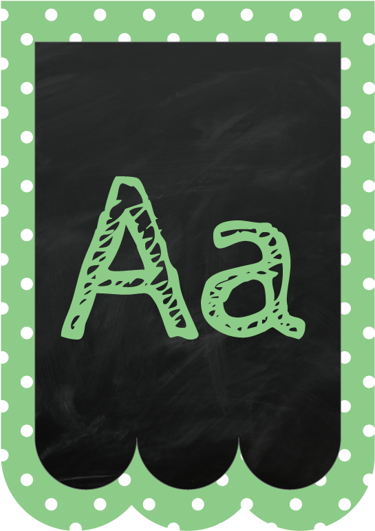 Chalkboard Bunting Banner Alphabet Polka Dot In Pastel - Illustration Clipart (612x792), Png Download