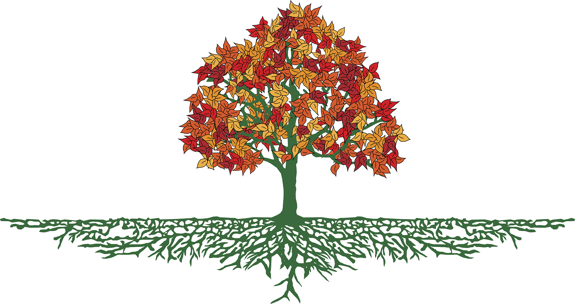 Autumn Tree With Roots By Deborah Drinon-haggerty - Fall Tree With Roots Clipart (1920x1017), Png Download