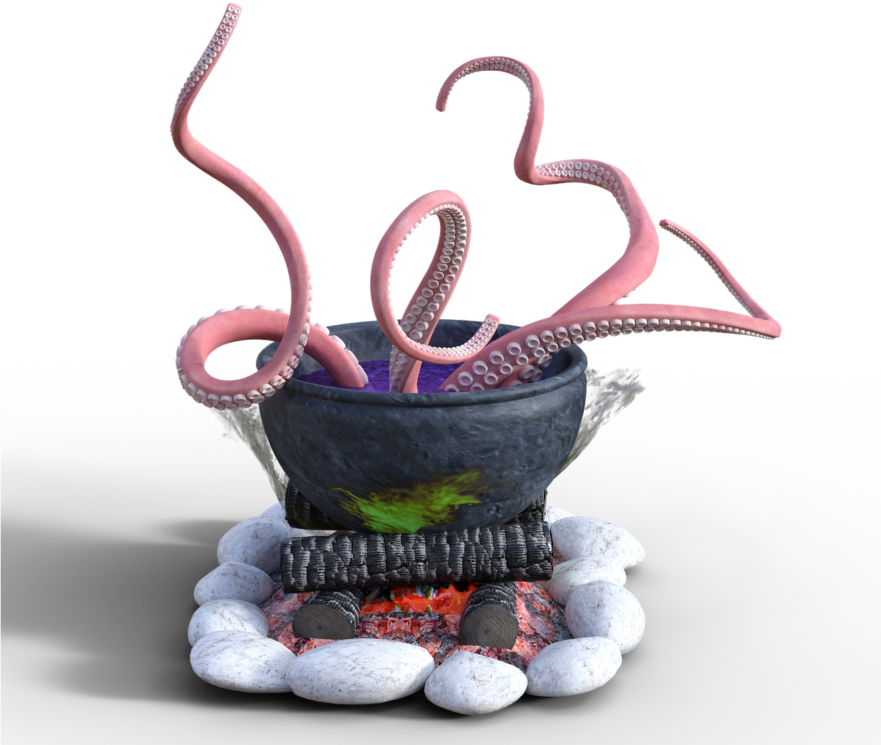 Cauldron Halloween Tentacle - Octopus Clipart (1280x1280), Png Download