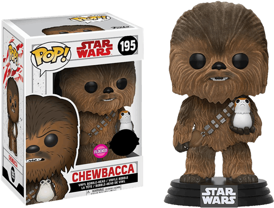Chewbacca With Porg Flocked Pop Vinyl Figure - Chewbacca Last Jedi Funko Pop Clipart (600x600), Png Download