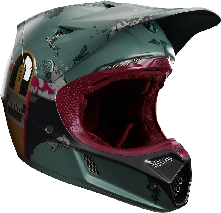 Boba Fett Limited Edition Motocross Gear From Fox Racing - Fox Boba Fett Helmet Clipart (745x1200), Png Download