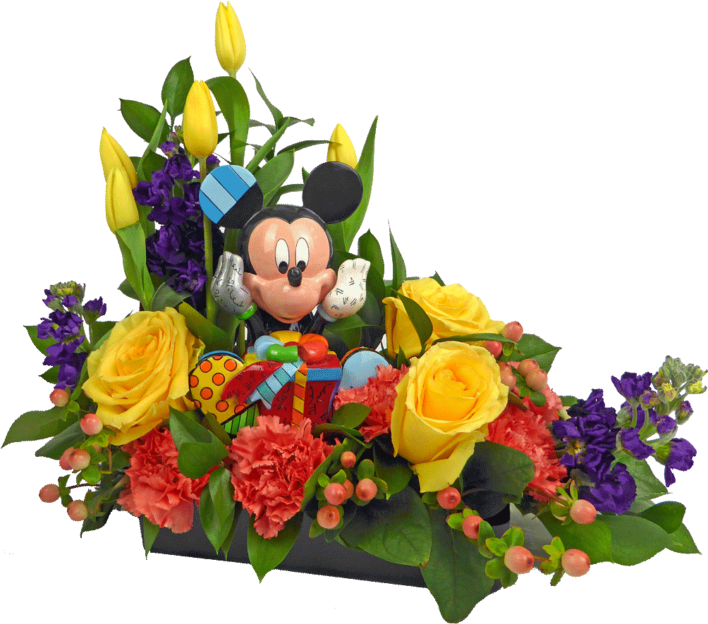 Mickey Birthday Wishes Bouquet - Flowers For Birthday Wishes Clipart (1024x1024), Png Download