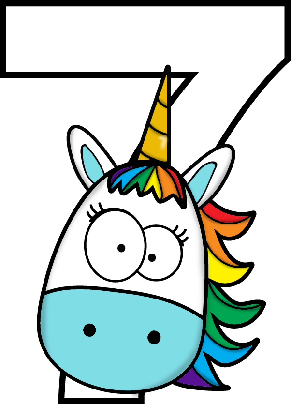 Numeros Unicornio - Unicorn Number Drawing Birthday Party Unicornio Clipart (602x835), Png Download
