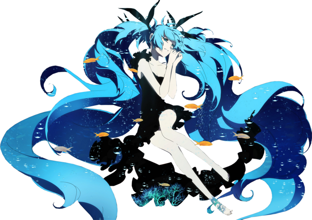 Vocaloid Sticker - Deep Sea Girl Miku Png Clipart (1024x721), Png Download