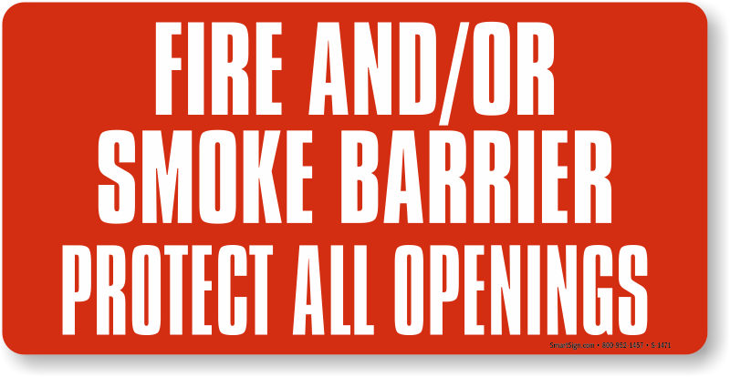Fire & Smoke Barrier Label - Fire Barrier Sign Clipart (800x414), Png Download