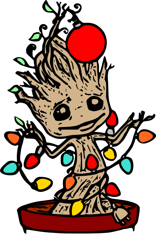 Christmas Groot, Christmas Groot - Baby Groot Christmas Tree Clipart (500x748), Png Download