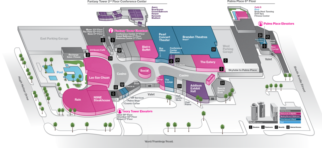 Floor Map - Palms Casino Las Vegas Map Clipart (1024x472), Png Download