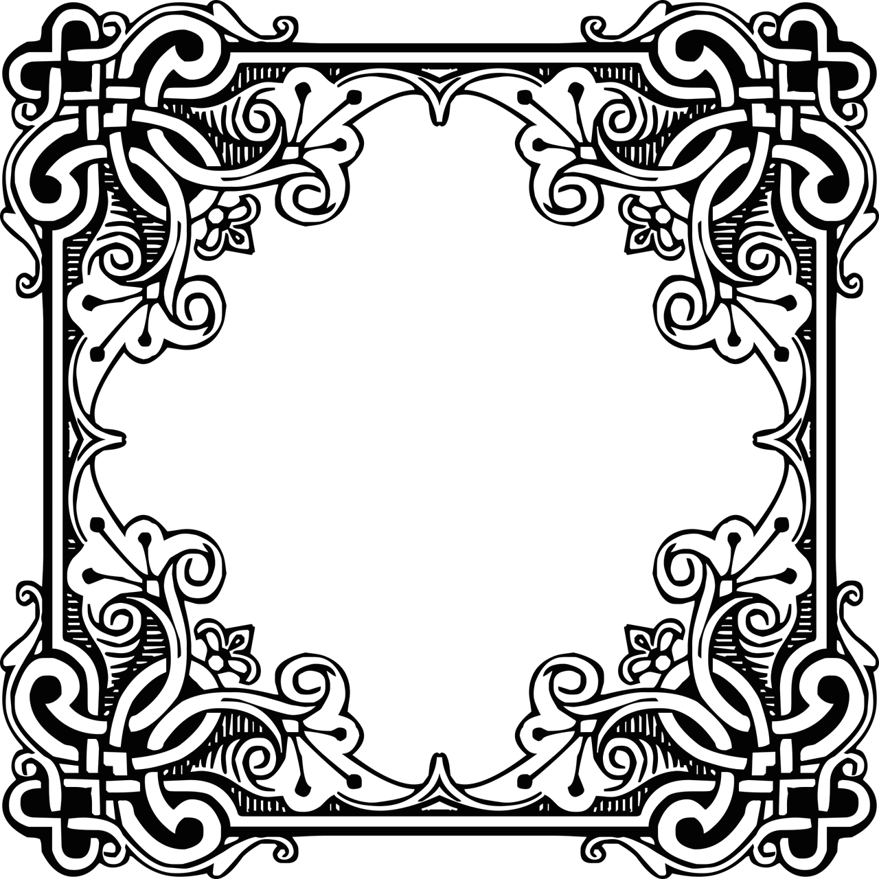 Pattern Border Png Picture - Frame Png Bw Clipart (1280x1280), Png Download