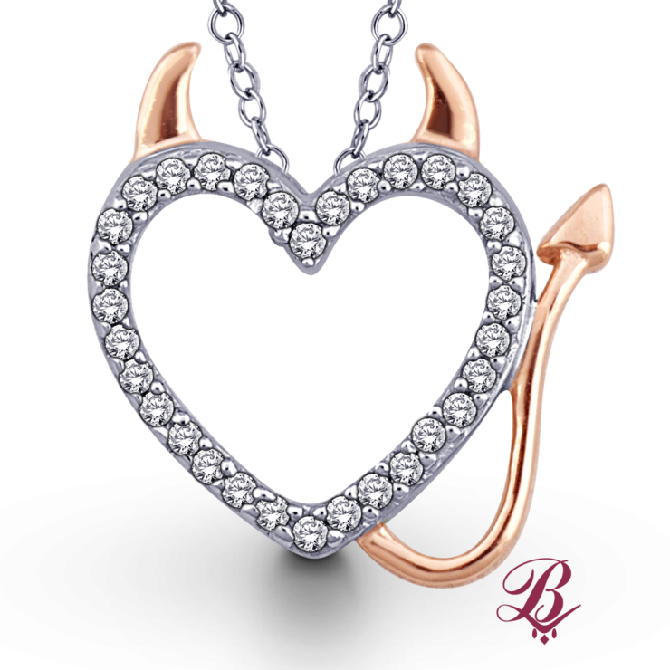 Diamond Accent Devil Heart Pendant - Locket Clipart (740x740), Png Download