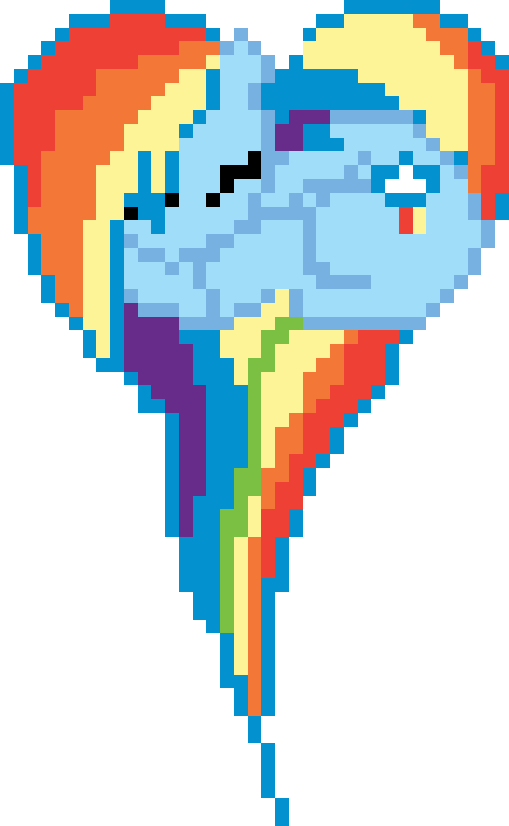 Rainbow Dash - Pixel Art Rainbow Dash Clipart (740x1200), Png Download