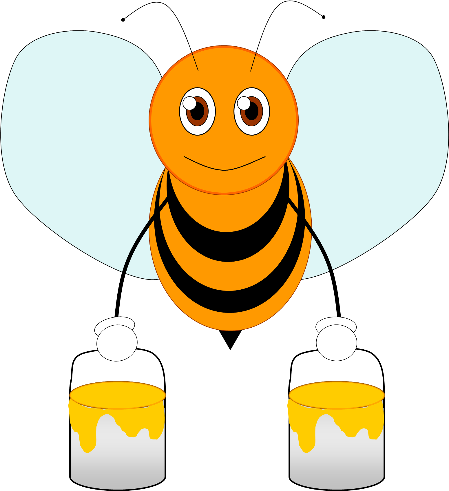 Bee Clipart Png - Orange Honey Bee Clipart Transparent Png (1570x1695), Png Download