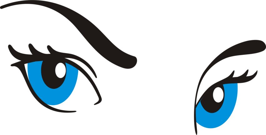 Free Png Download Cartoon Eye With Eyebrow Png Images - Eyes Clipart Png Cartoons Transparent Png (851x432), Png Download
