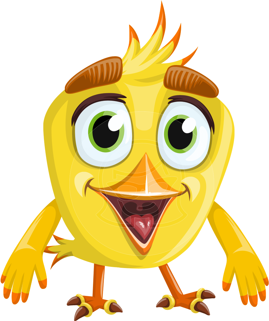 Simple Style Bird Cartoon Vector Character Aka Birdy - Smiley Bird Cartoon Png Clipart (1025x1060), Png Download