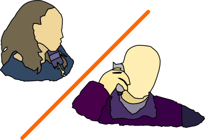 Free Png Download 2 People Talking On The Phone Png - Two People Talking On The Phone Cartoon Clipart (850x580), Png Download
