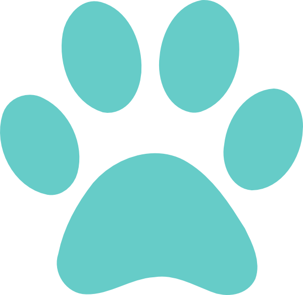 Small - Teal Paw Print Clipart (600x583), Png Download