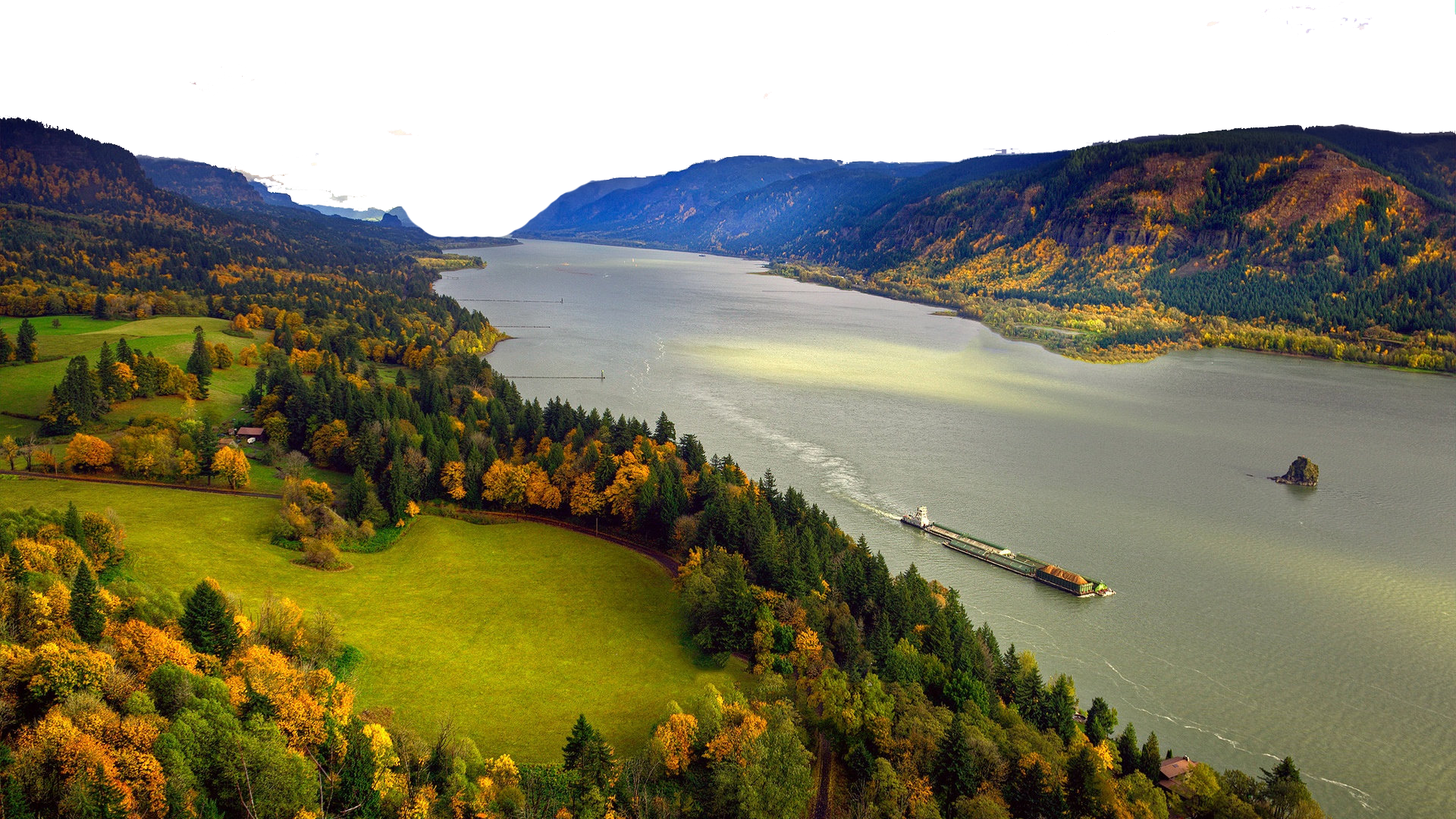 River Between Mountains - Columbia River Gorge Clipart (1920x1080), Png Download