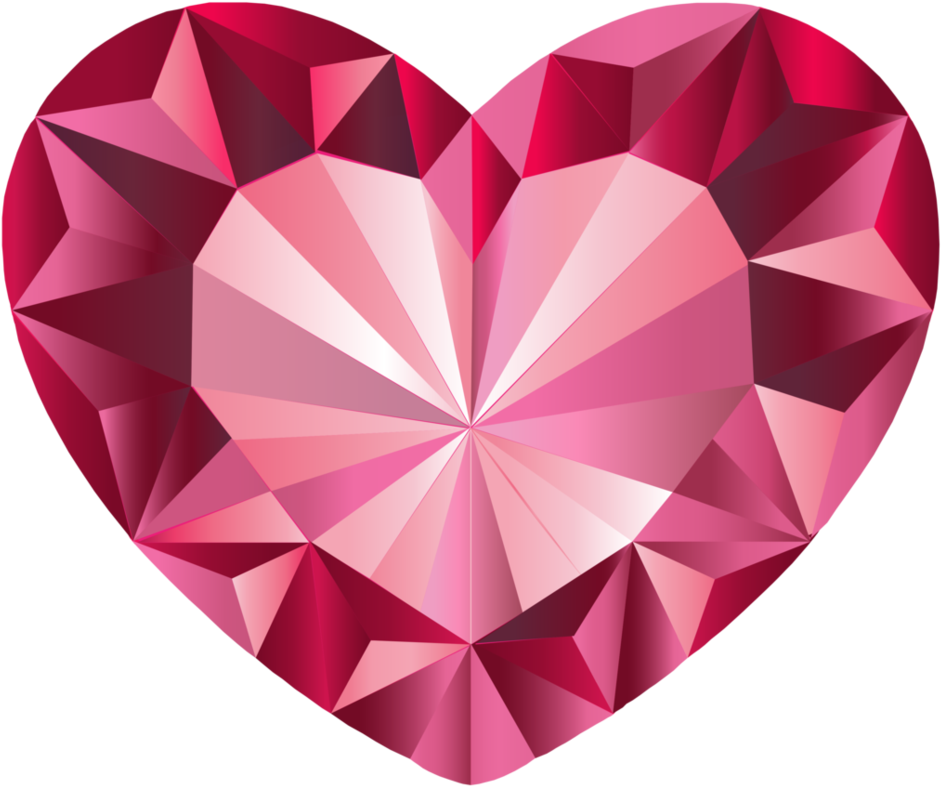 Pink, Crystal Heart, Vector Done In 2015, Via Illustrator - Transparent Pink Crystal Heart Clipart (951x839), Png Download