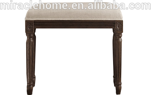 French Style Wood Frame And Low Seat Linen Chair - Stool Clipart (646x630), Png Download
