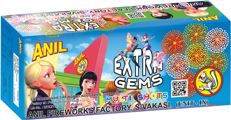 Extra Gems (60 Shots With 5 Colours) - 510 Shot Crackers Rate Clipart (1241x652), Png Download